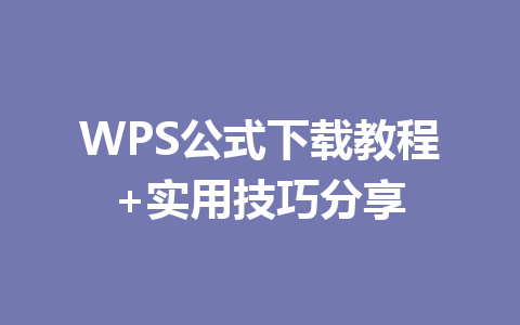 WPS公式下载教程+实用技巧分享 一