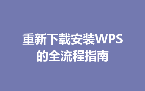 重新下载安装WPS的全流程指南 一