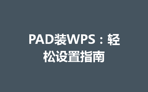 PAD装WPS:轻松设置指南 6db44e90ccfc287b3289159395bdef6c