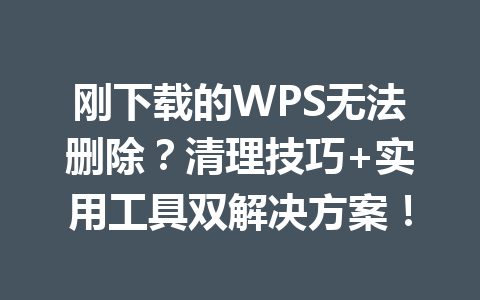 刚下载的WPS无法删除？清理技巧+实用工具双解决方案！ 一