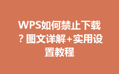 WPS如何禁止下载？图文详解+实用设置教程 一