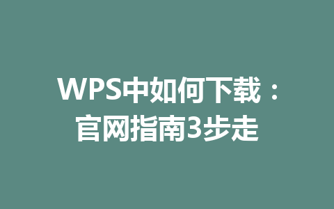 WPS中如何下载：官网指南3步走 一